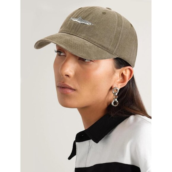 Women's Shark Khaki Fashion Baseball Cap Adjustable Strap Back Visor Sports Hat - Picture 2 of 7